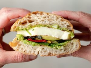 Halloumi and grilled vegetable sandwich
