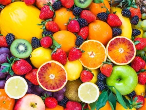 Fresh fruit assortment close up