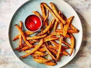 Sweet potato fries with ketchup