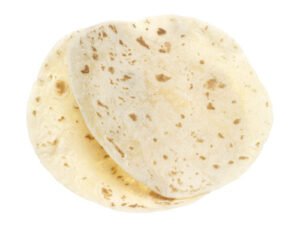 Two round flour tortillas