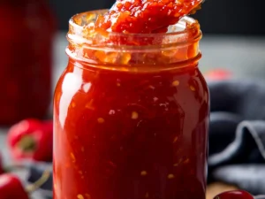 Jar of spicy chilli sauce